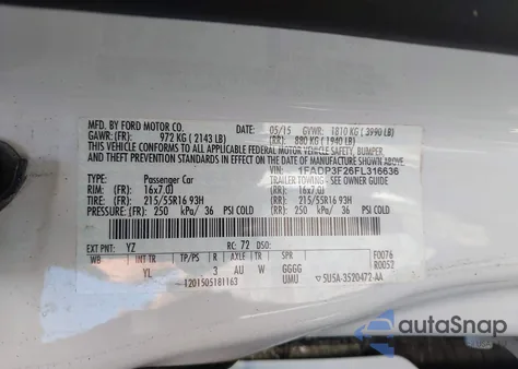 2015 Ford Focus Se from USA, damaged, VIN 1FADP3F26FL316636